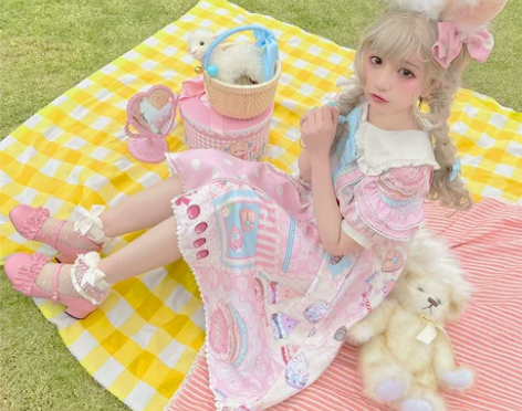 ?猫芮可霜糖甜心op呲甜短袖夏原创可爱洛丽...