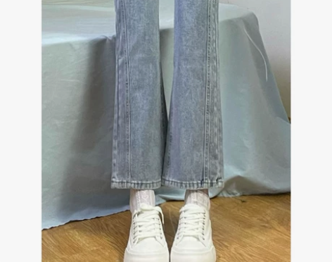 牛仔裤女夏设计感小众2022春装新款高腰显...