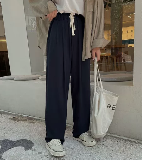 大码胖mm好穿垂感高腰松紧西裤女夏季拖地宽...