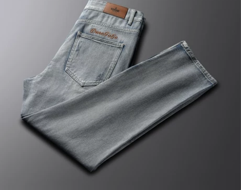 HT皓顿 英伦复古做旧磨损牛仔裤男潮流时尚...