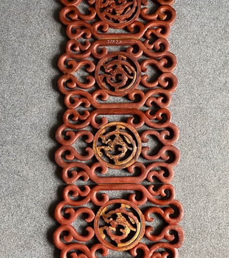 晚清朱红漆鎏金茶杯垫四片一组,双面工艺精致...