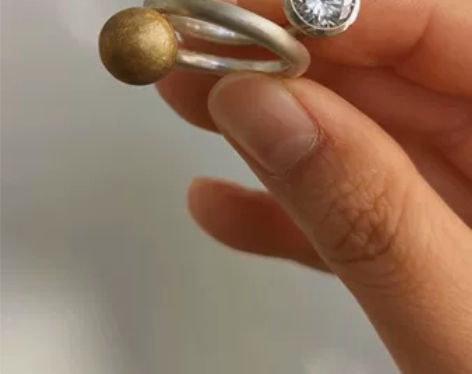 德国设计款拉丝工艺925银 银鎏金镶嵌白水...