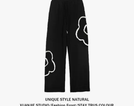 ?XUANJIE原创设计感立体花朵加绒裤子...