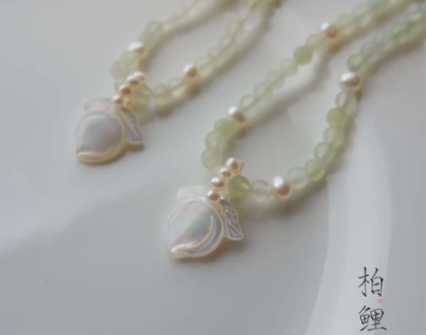 柏鲤 青玉案岫玉淡水珍珠夏日日常旗袍汉服璎...