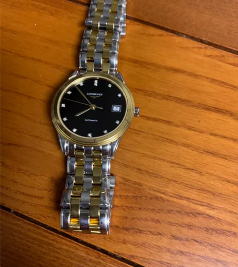 全球联保浪琴Longines军旗系列镀金镶...