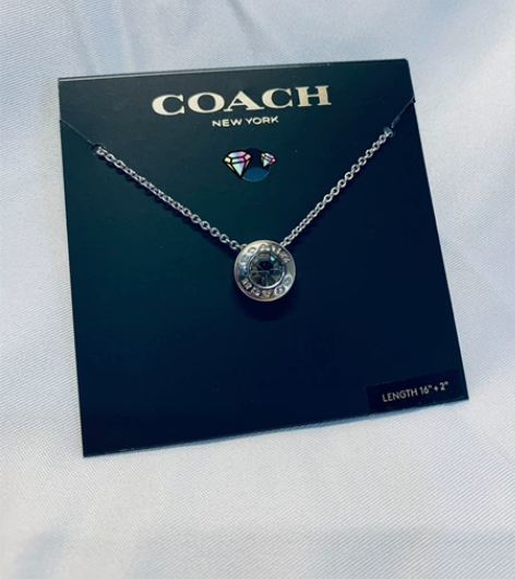 Coach 开口原石项链 银色 官方包装 ...