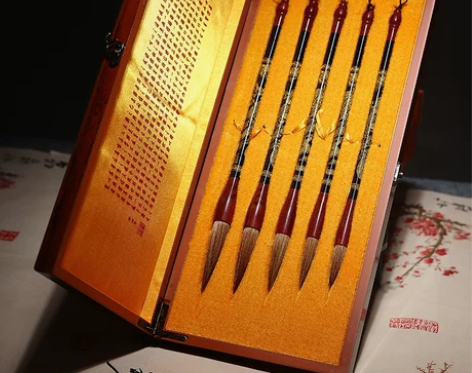 毛笔文房四宝龙腾盛世五支狼毫毛笔套装专业级...