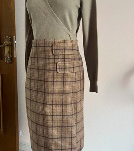 茉莉和扶苏 格子半裙毛呢中裙jk短裙 M码...