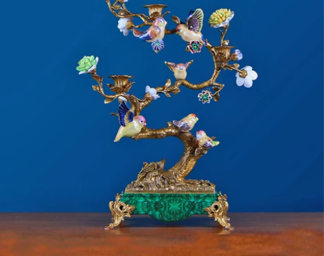 欧式家居软装纯铜发财树摆件招财奢华别墅客厅...