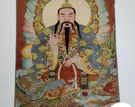 特价 古玩 织锦 三清画像 唐卡刺绣画 金...