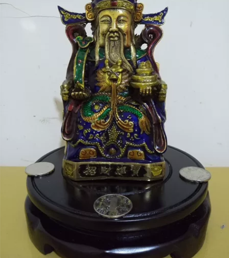 財神爷，铜胎鎏金景泰蓝制品售价888.00...