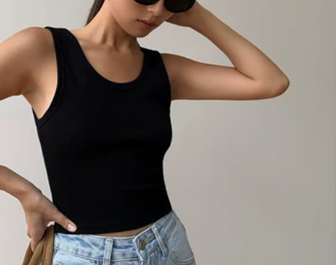 NEVA HU黑色短款背心女外穿2022夏...