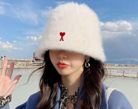 法国代购ami帽子渔夫帽女秋冬素颜遮脸盆帽...