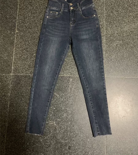 加厚水洗深色秋冬新款抓绒保暖双扣高腰百搭显...