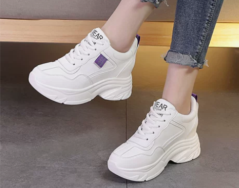 内增高女鞋2022春季老爹新款单鞋小白运动...