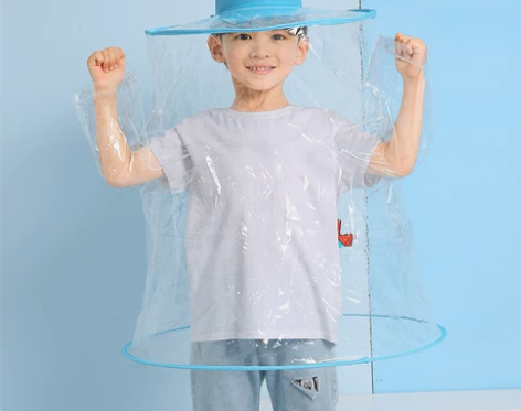 幼儿园雨衣斗篷式蓝色 宝宝透明雨罩小童雨披...