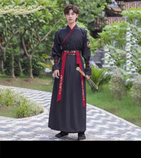 黑色系魏晋汉服男套装古风男士仙气古装男生帅...