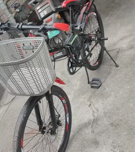 折叠自行车成人儿童山地单变速 黑红色(减震...