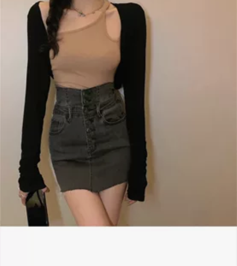 牛仔短裙女夏a字半身裙2022新款设计感小...