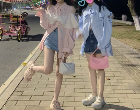 Miniuoo范欣150小个子甜妹浅蓝色牛...