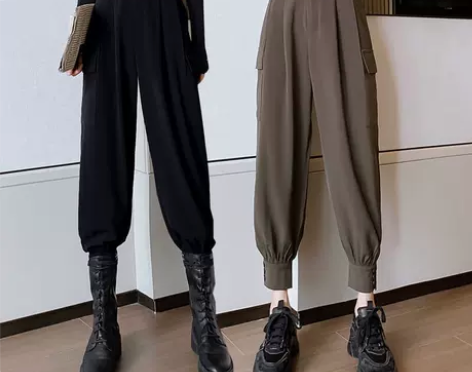 束脚工装裤高腰显瘦休闲裤春装2021年新款...