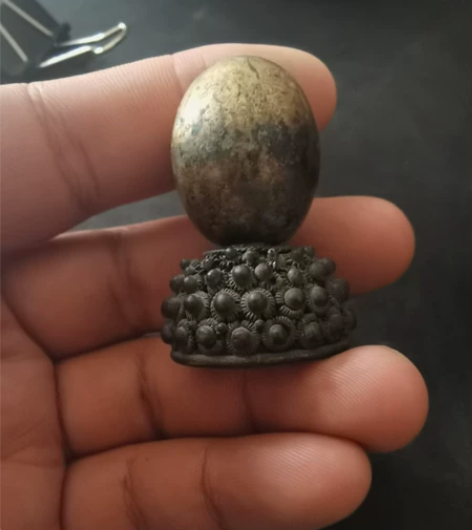 清代丝工艺铜鎏金冒顶 品如图，金水不错，球...