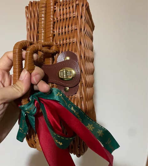 圣诞藤编手提箱子 22*20*17厘米，里...