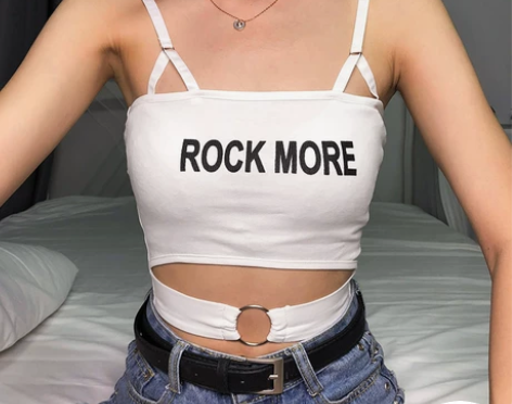 ins超火的hiphop漏脐镂空背心外穿女...