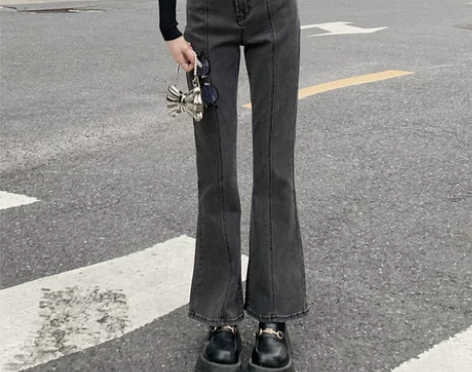 浅色高腰直筒牛仔裤女春季秋2022新款设计...