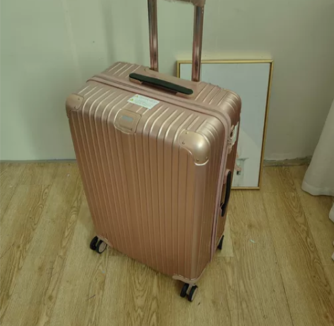 28寸玫瑰金镜面拉链款行李箱拉杆箱 海关密...