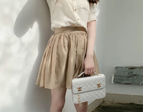 2022夏季新款高腰显瘦褶皱天丝垂顺伞裙半...