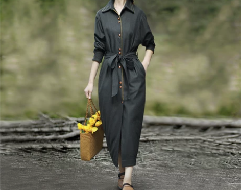 长裙文艺赫轩原著民族风加厚连衣裙2022秋...