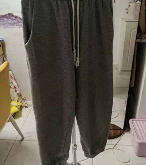 休闲裤女2021新款早秋款韩版高腰抽绳束脚...