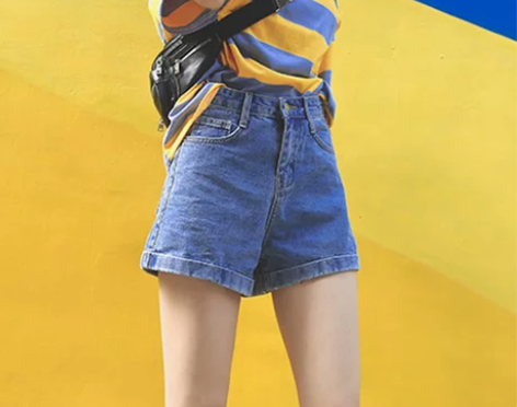 水洗浅色高腰a字牛仔短裤女2022新款百搭...