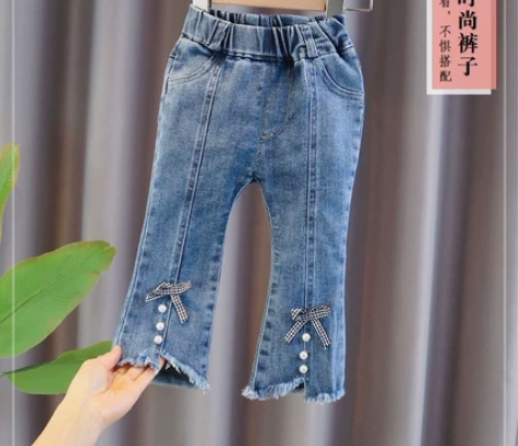 女童裤子新款时尚牛仔裤春款韩版百搭洋气时髦...