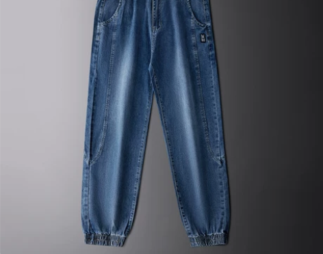 HT皓顿 牛仔裤男士冬季新品宽松束脚休闲长...