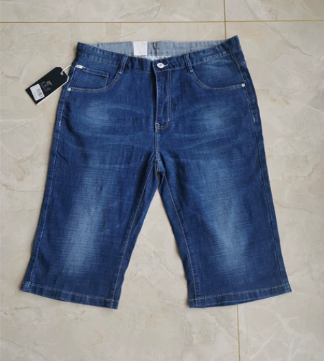 夏季薄款牛仔短裤男士宽松直筒五分中裤弹力七...