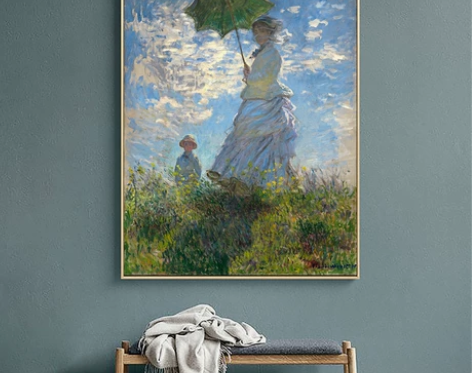 工艺画 壁画工艺画莫奈名画撑伞的女人客厅卧...