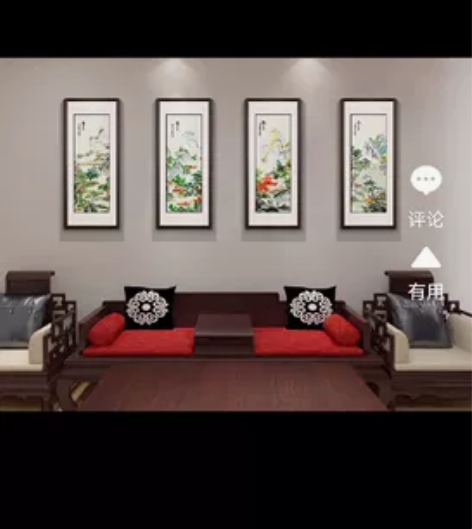 背景装饰挂画手工刺绣画艺术品国画风格,春夏...