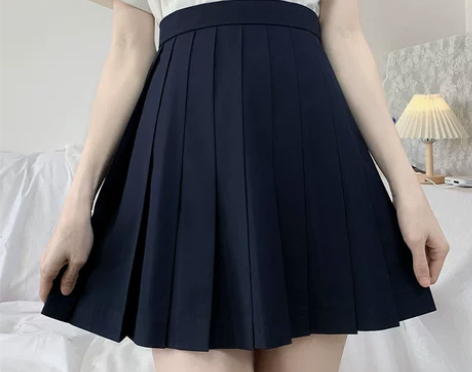 ?JK半裙送小腿袜 M码绛色（藏青）买小了...