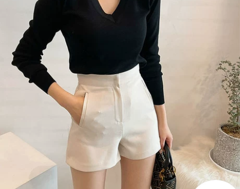 黑色西装短裤女夏2021新款外穿高腰修身百...