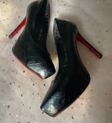 真皮单鞋石头纹欧美风超高跟防水台尖头单鞋闲...