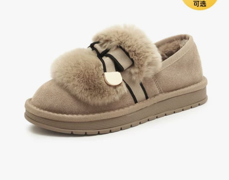 骆驼女鞋2022冬季新款保暖懒人毛毛鞋加绒...