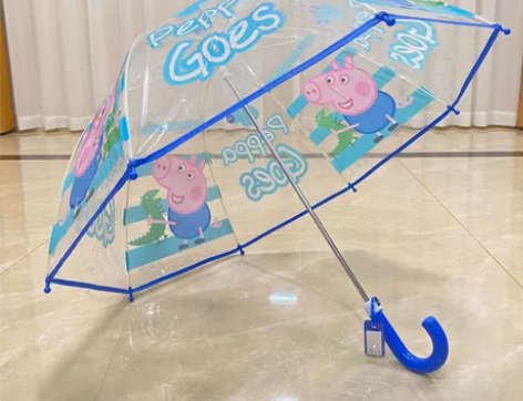 小猪佩奇儿童雨伞男女宝宝卡通透明长柄手动小...