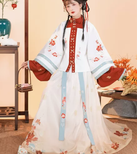 玉术原创【都城花开】汉服女明制方领半袖对襟...