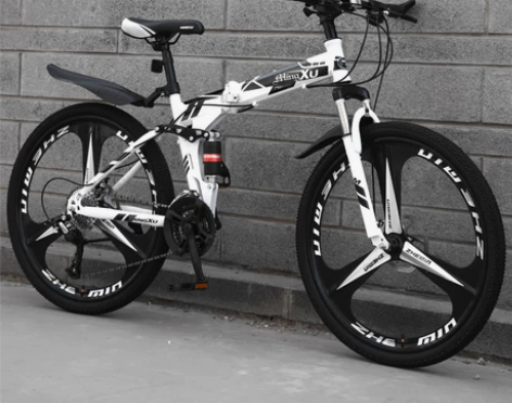 山地折叠越野自行车24/26寸双减震一体轮...