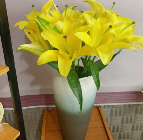 双头黄百合 黄色系百合花 鲜花 色彩明艳 ...