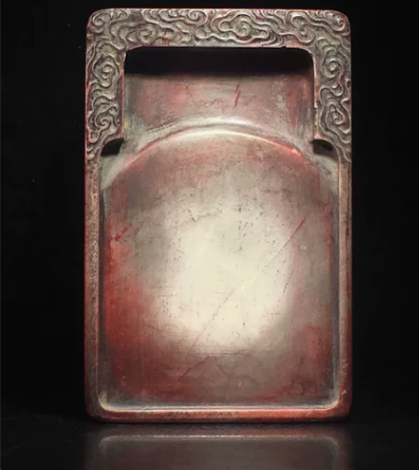 旧藏白端石 云纹素池砚，朱砚，上乘石料，端...