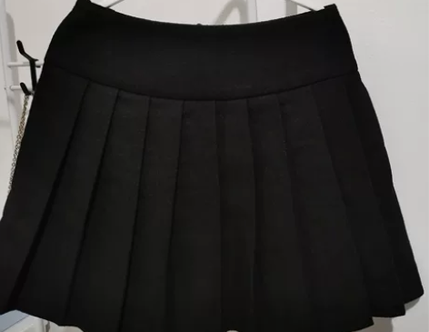 Alice W 花花家黑色毛呢百褶裙短裙裙...