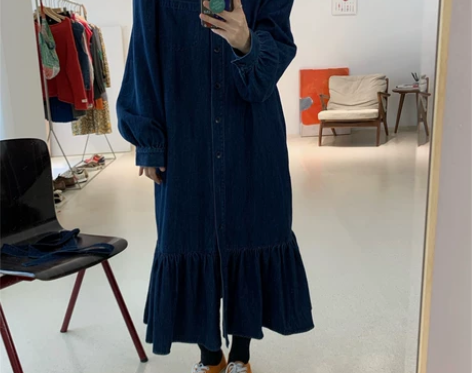 长袖牛仔连衣裙 全新 未穿过 只是试穿  ...